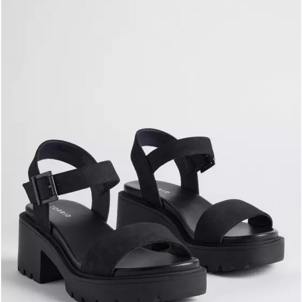 Torrid Black Platform Sandals with Chunky Heel